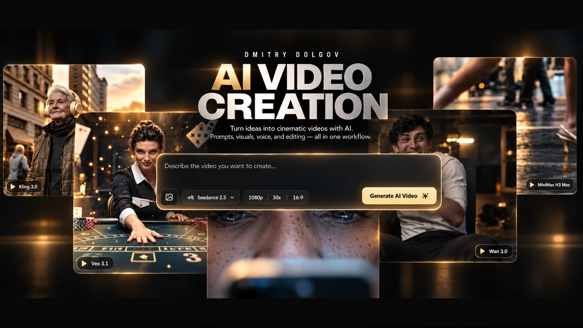 Concept illustration of an AI-assisted video generation montage